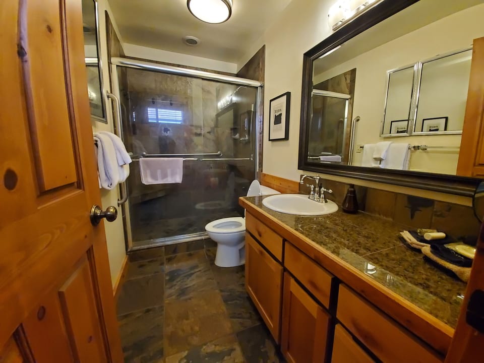 downstairs bathroom; not connected to bedroom