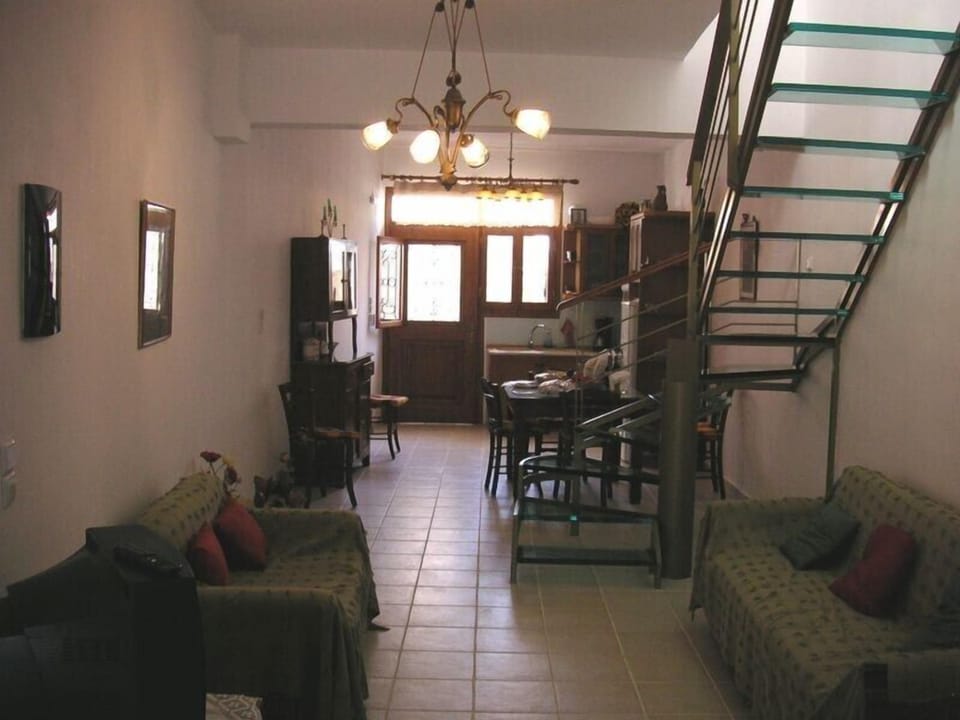 The ground floor with the living room and kitchen
