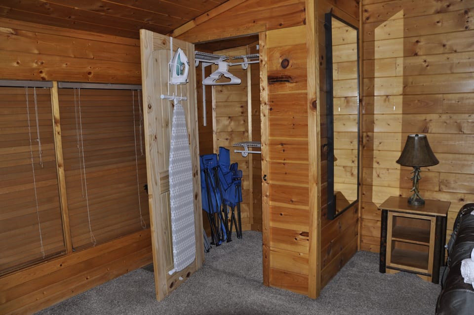 Upstairs walk-in closet w/ provided camping chairs