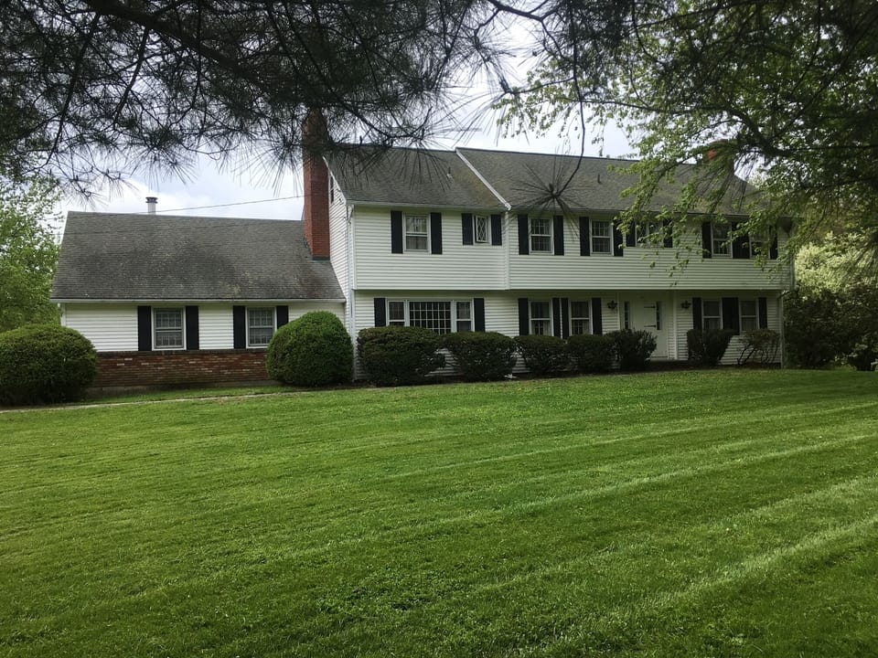 The view of the front of the house on the corner of Judd Farm & Guernseytown.