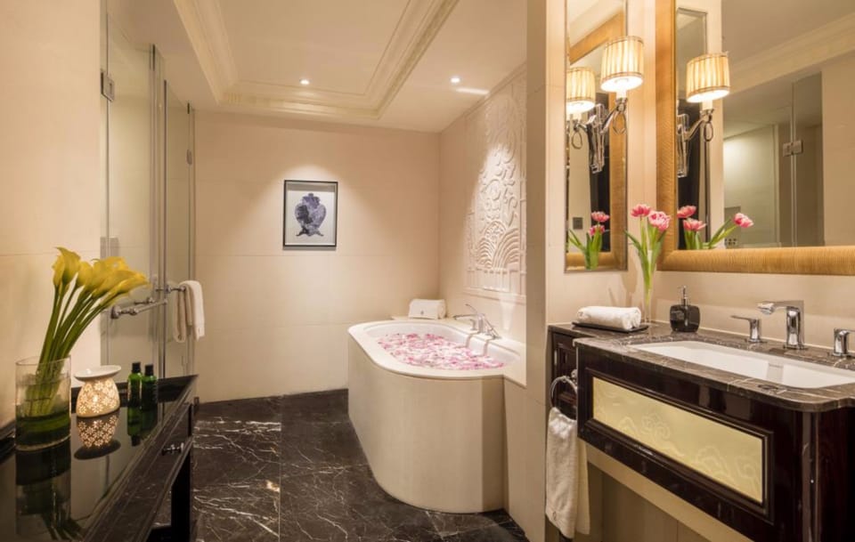 Free toiletries, hair dryer, slippers, towels