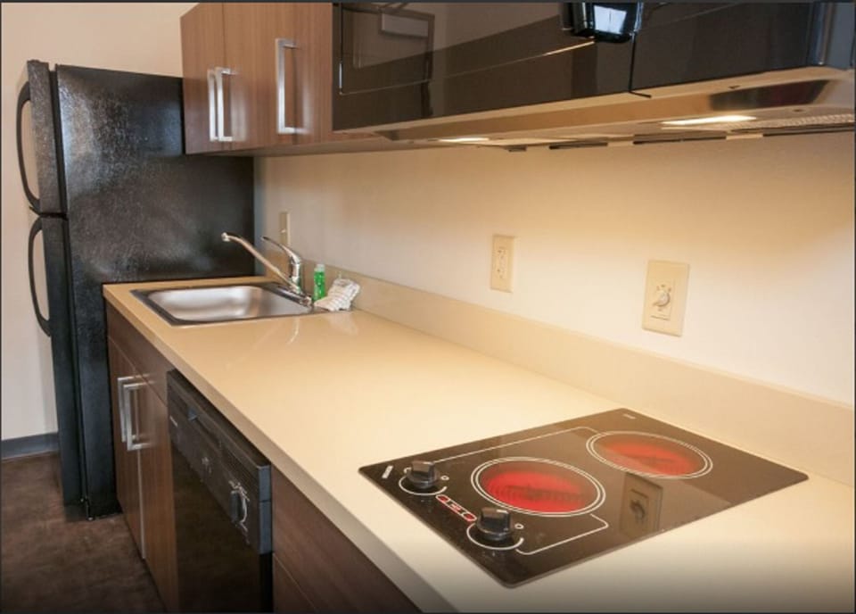 Fridge, microwave, stovetop, dishwasher