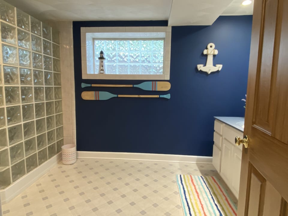 Spacious lower level bathroom