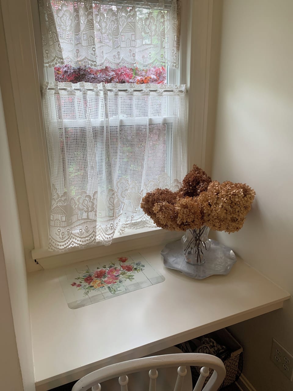Built in desk in big bedroom. Iron and ironing board nearby.