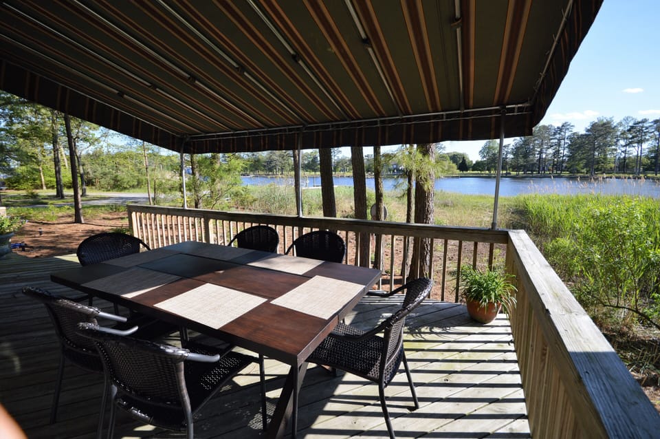 Waterfront dining (picture is before house was lifted) even better views now :)