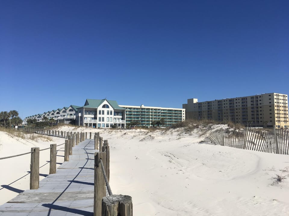 One of 3 boardwalks to the beach.  “Wheel” friendly.