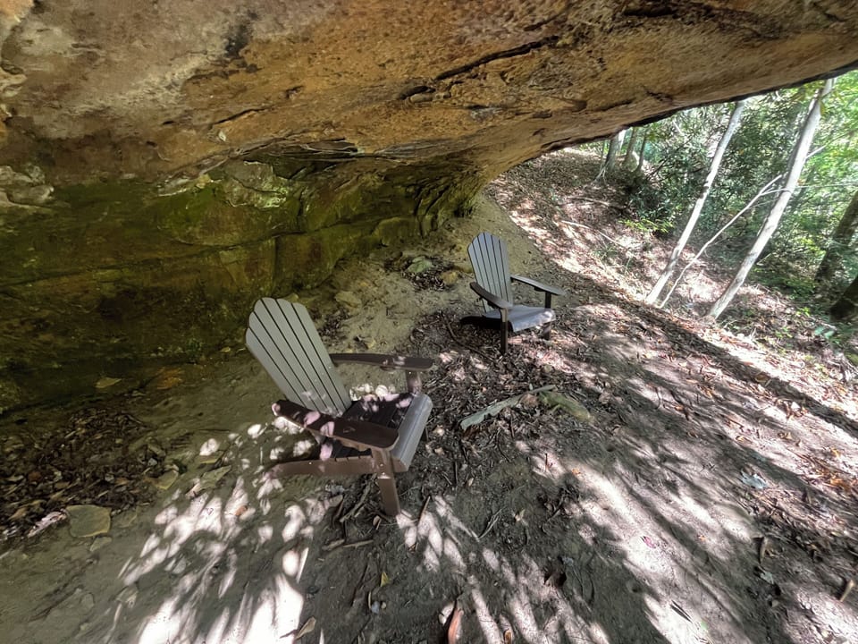 Rest under the rock shelter on property.