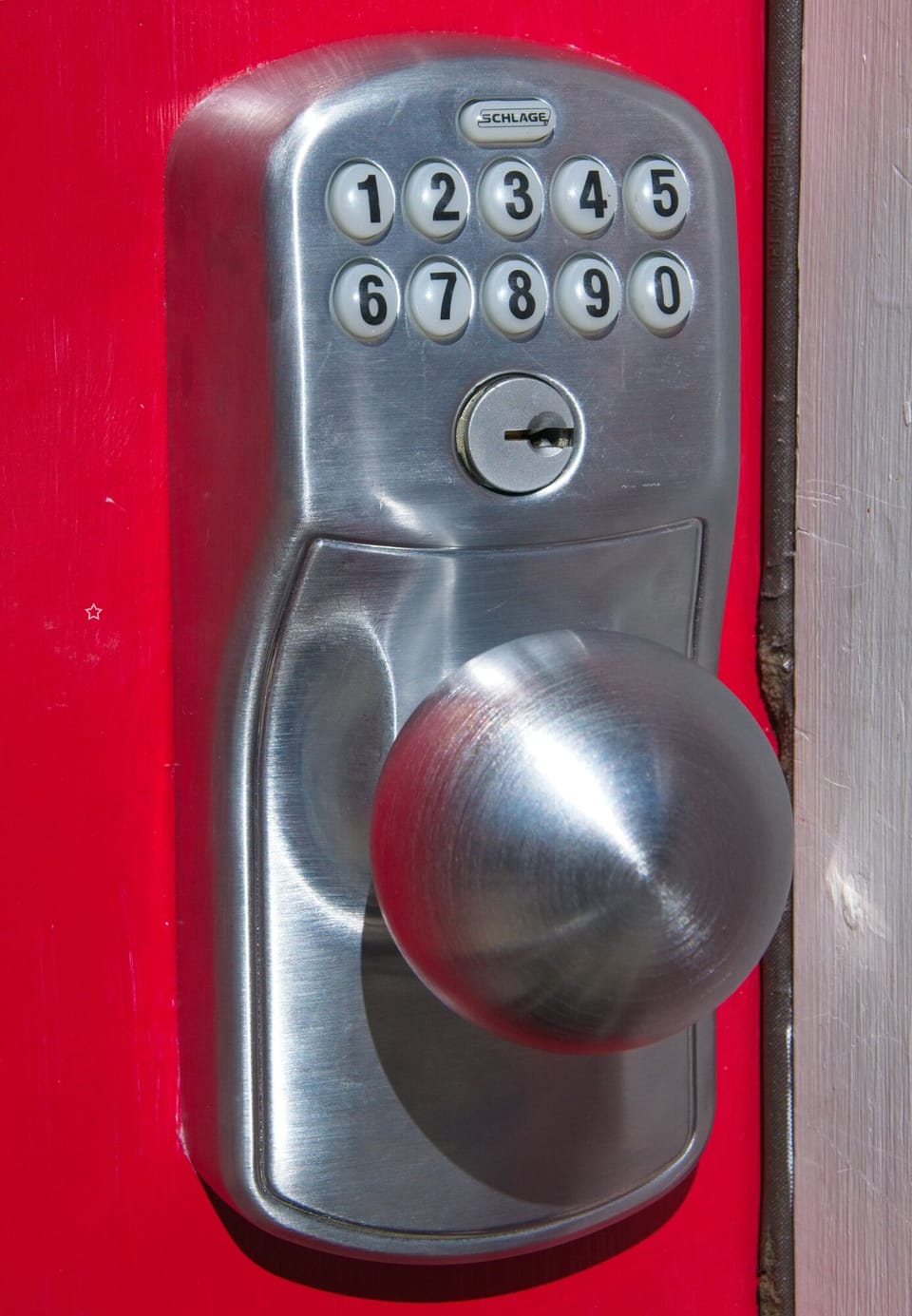 We use a digital code entry system to eliminate keys.