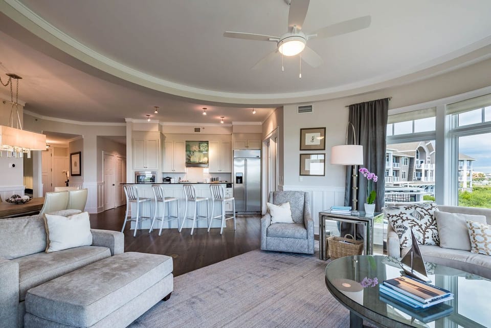 Living room facing kitchen