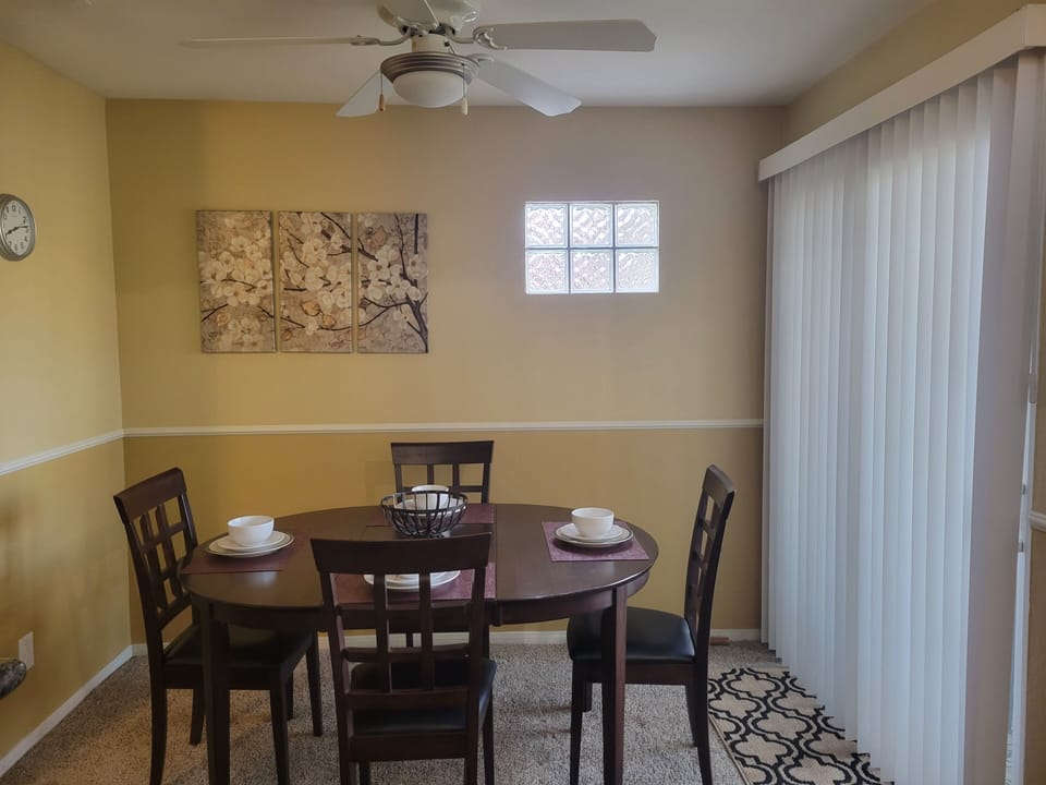 Dining area, sliding doors to balcony