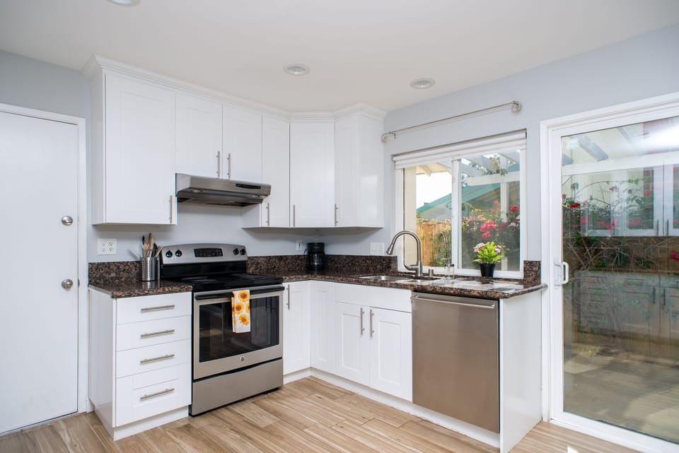Modern kitchen with stainless appliances