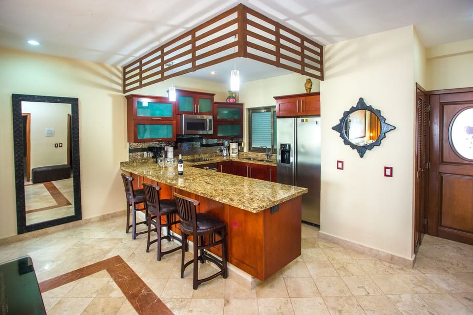 Spacious kitchen with stainless steel appliances