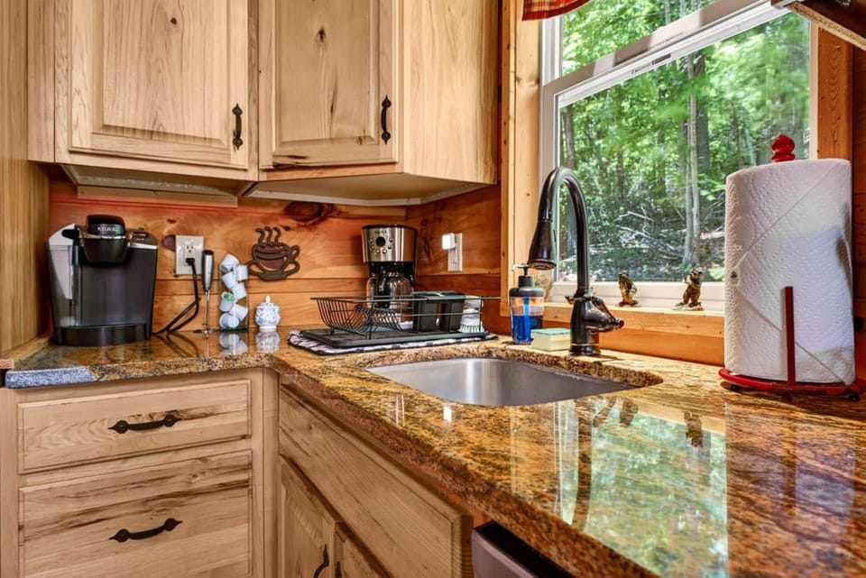Enjoy your morning coffee with peaceful woodland views from the kitchen window.