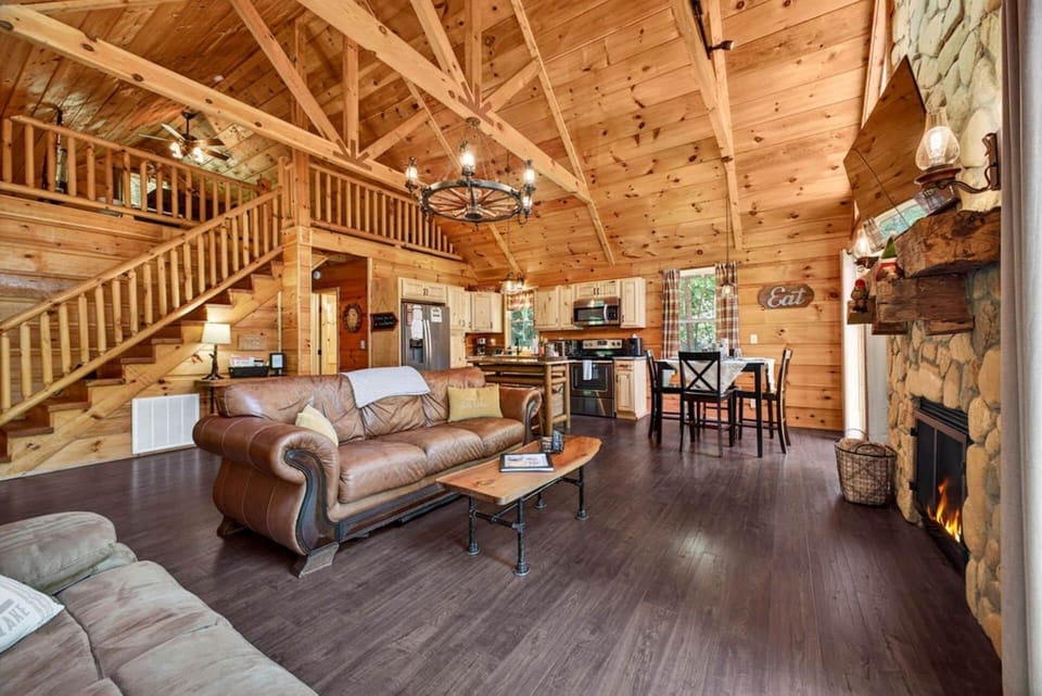 From the loft to the fireplace, there's room for everyone to spread out.