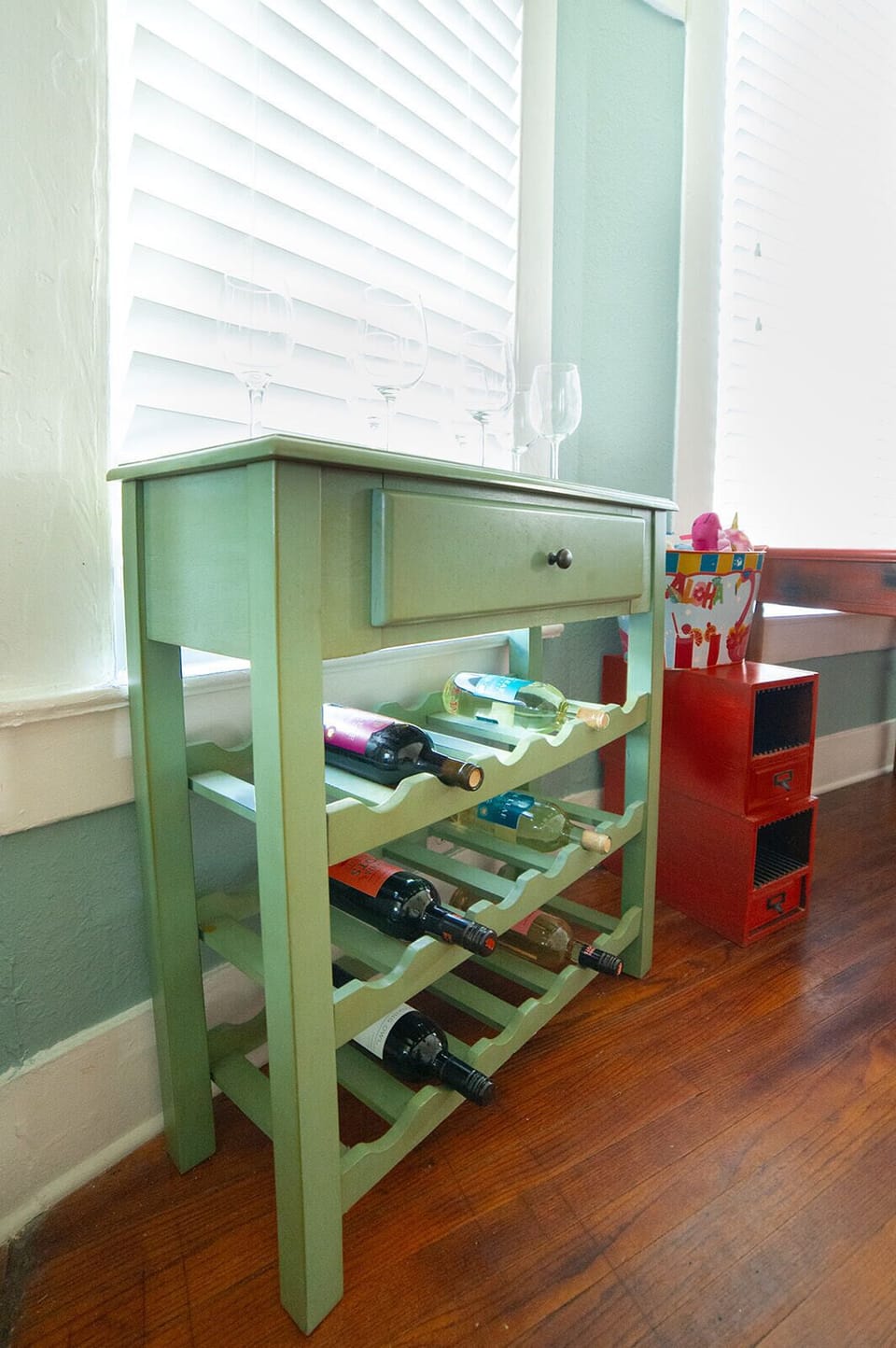 Wine rack with complimentary wine!