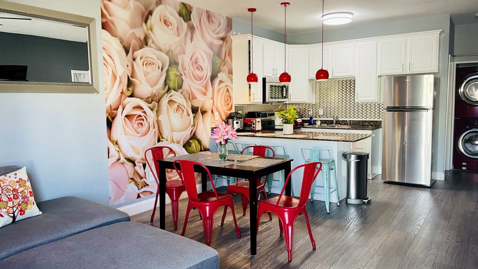 Enjoy a fun and relaxing time in our vibrant colorful living area