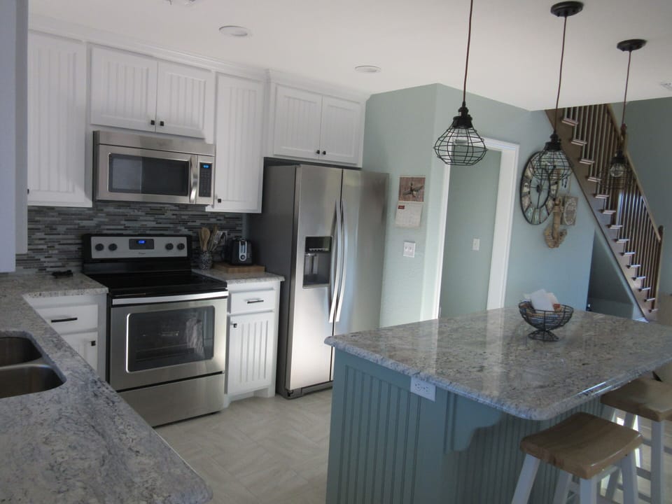 Kitchen and island