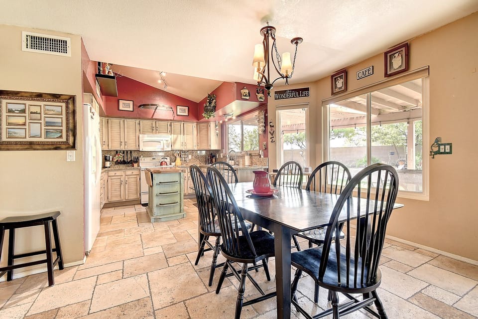 Dining and kitchen view from family room