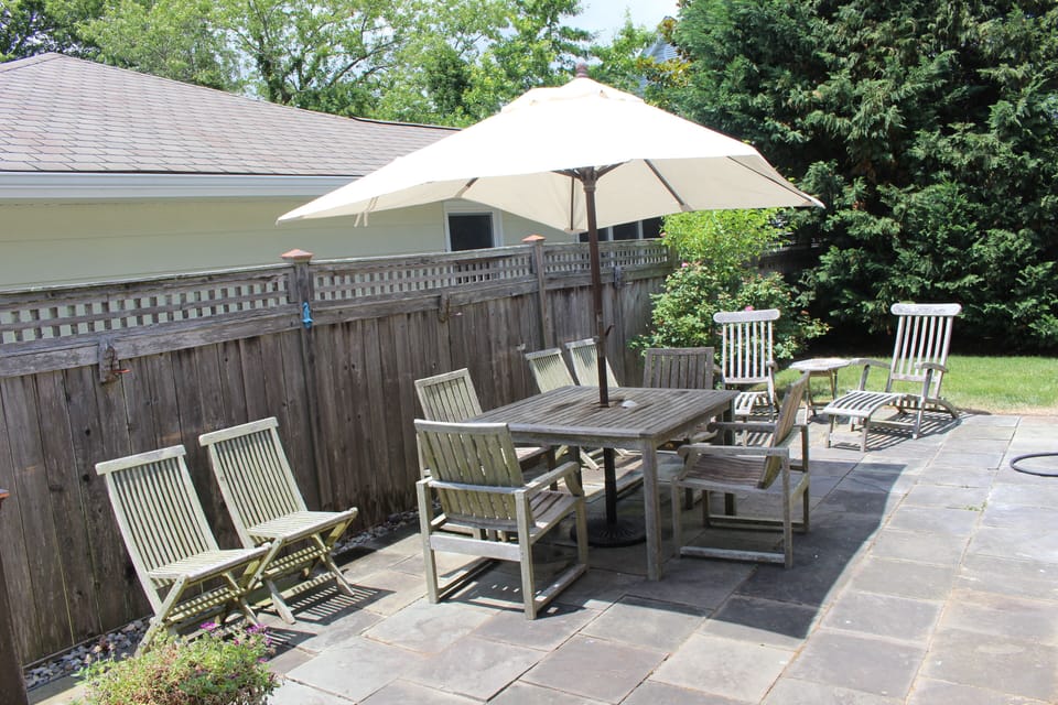 Private patio with gas grill and plenty of room for al fresco dining.  