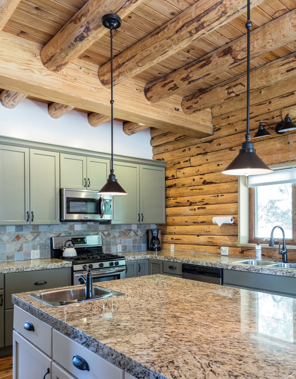 Large island in the kitchen