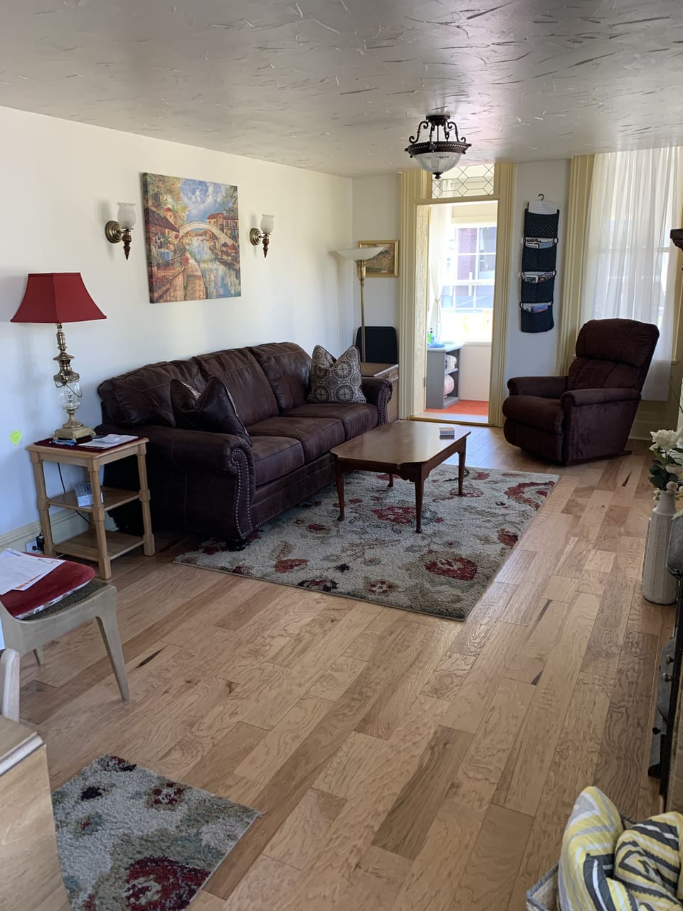 Living room with sleeper sofa and electric recliner