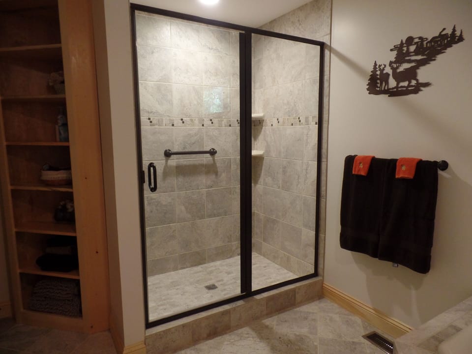 Main floor bathroom with walk in shower