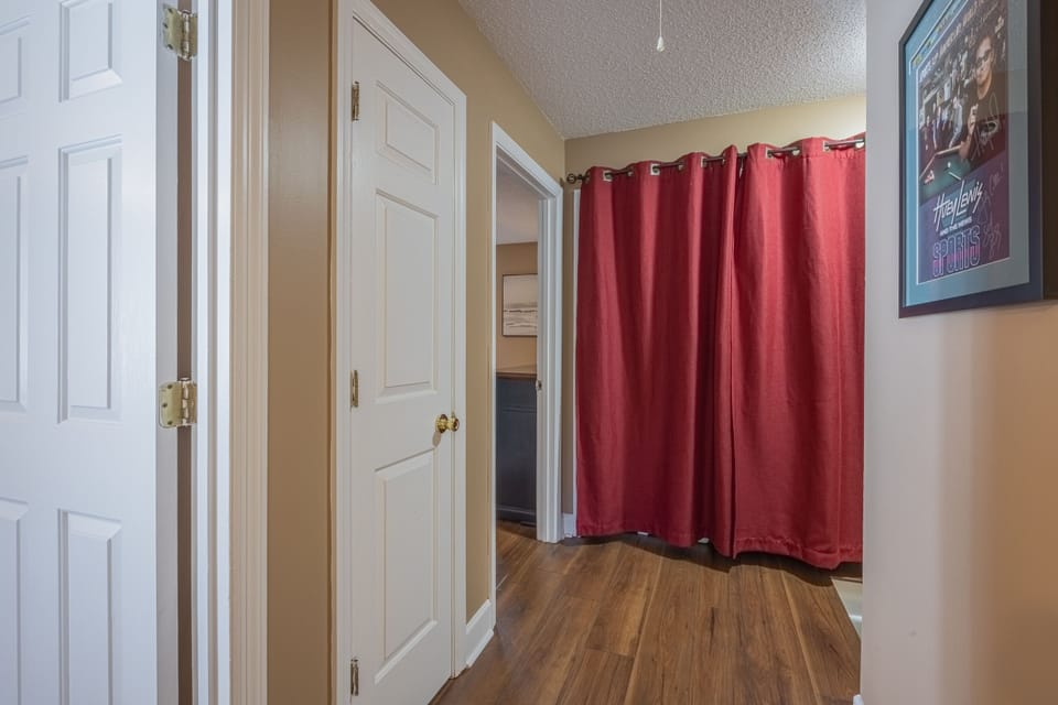 Laundry behind curtain