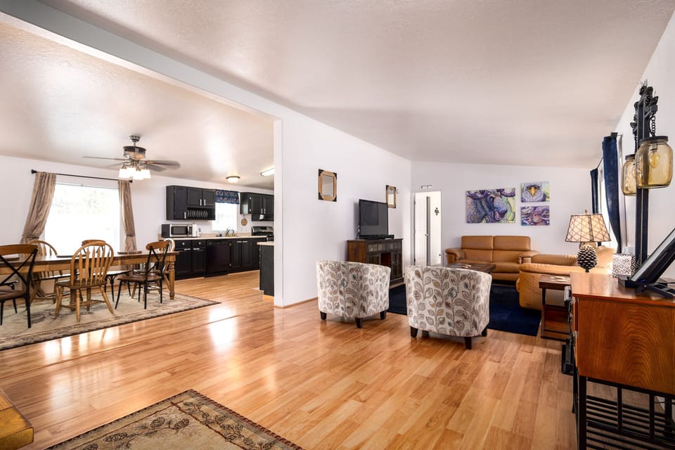 Open living and dining areas
