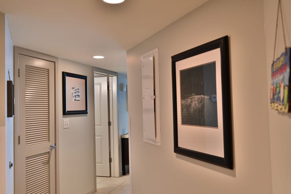 Hallway gallery with stylish art accents