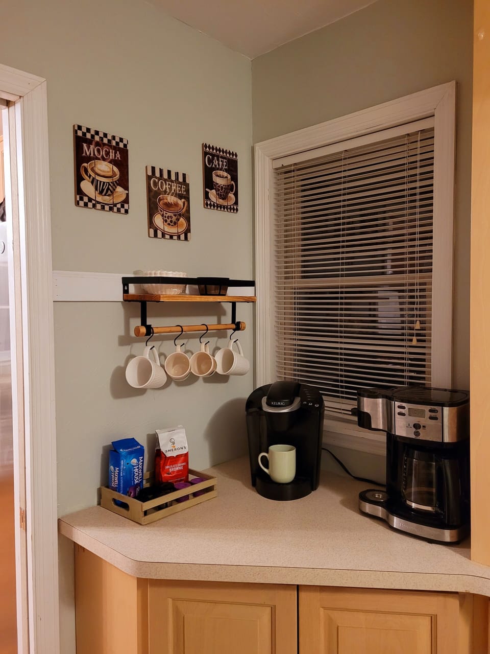 Coffee Bar with Keurig and 12 cup drip coffee maker