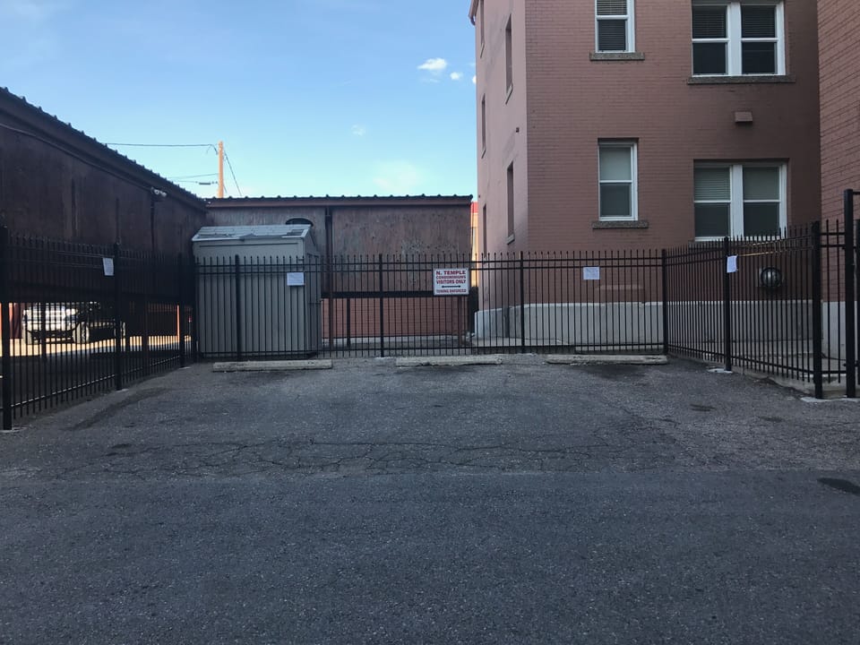 The visitor parking. Where you park at first, before you have the garage clicker