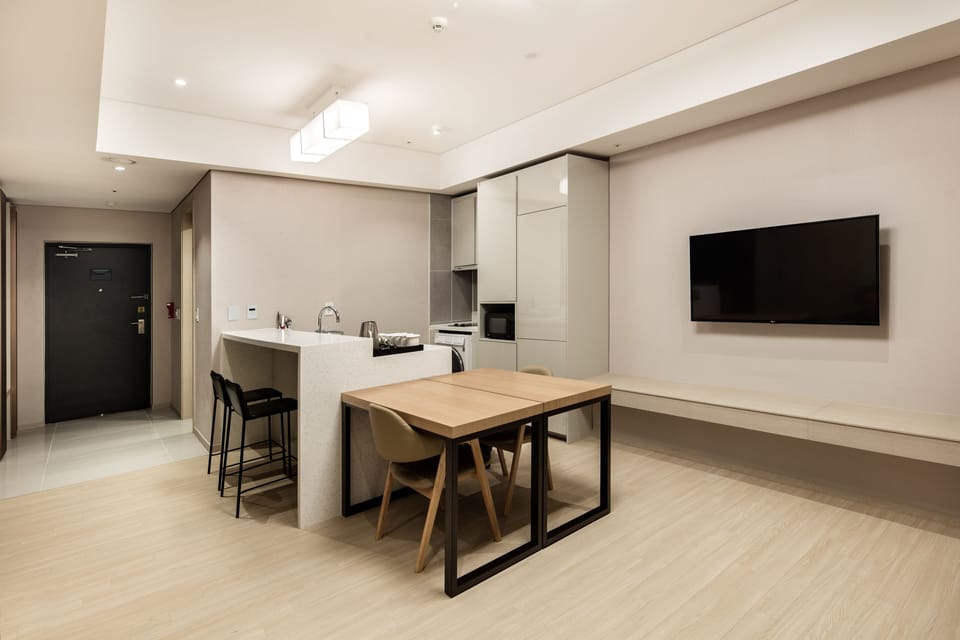 Residence Studio Connecting Suite [Check-out at 12:00, Wellcome Drink] | Private kitchen | Fridge, electric kettle