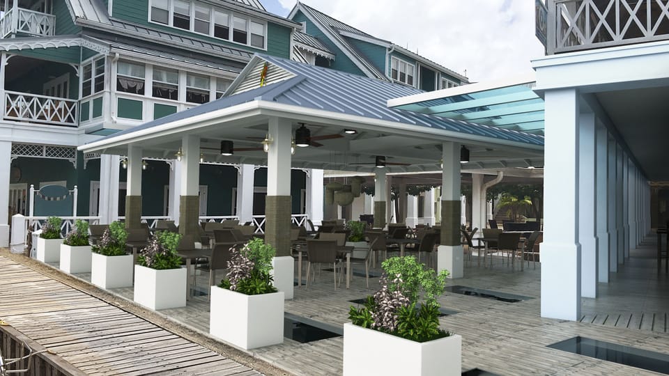 Marina Village / Hurricane Hole Bar & Restaurant covered Dockside eating area