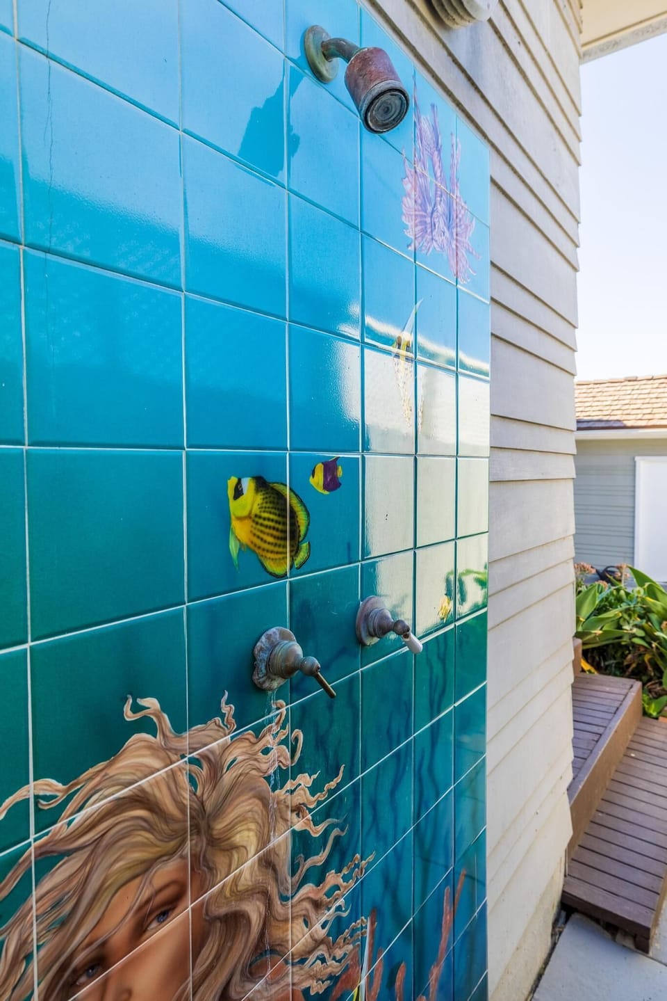 Outdoor shower perfect for rinsing off after a trip to the beach.