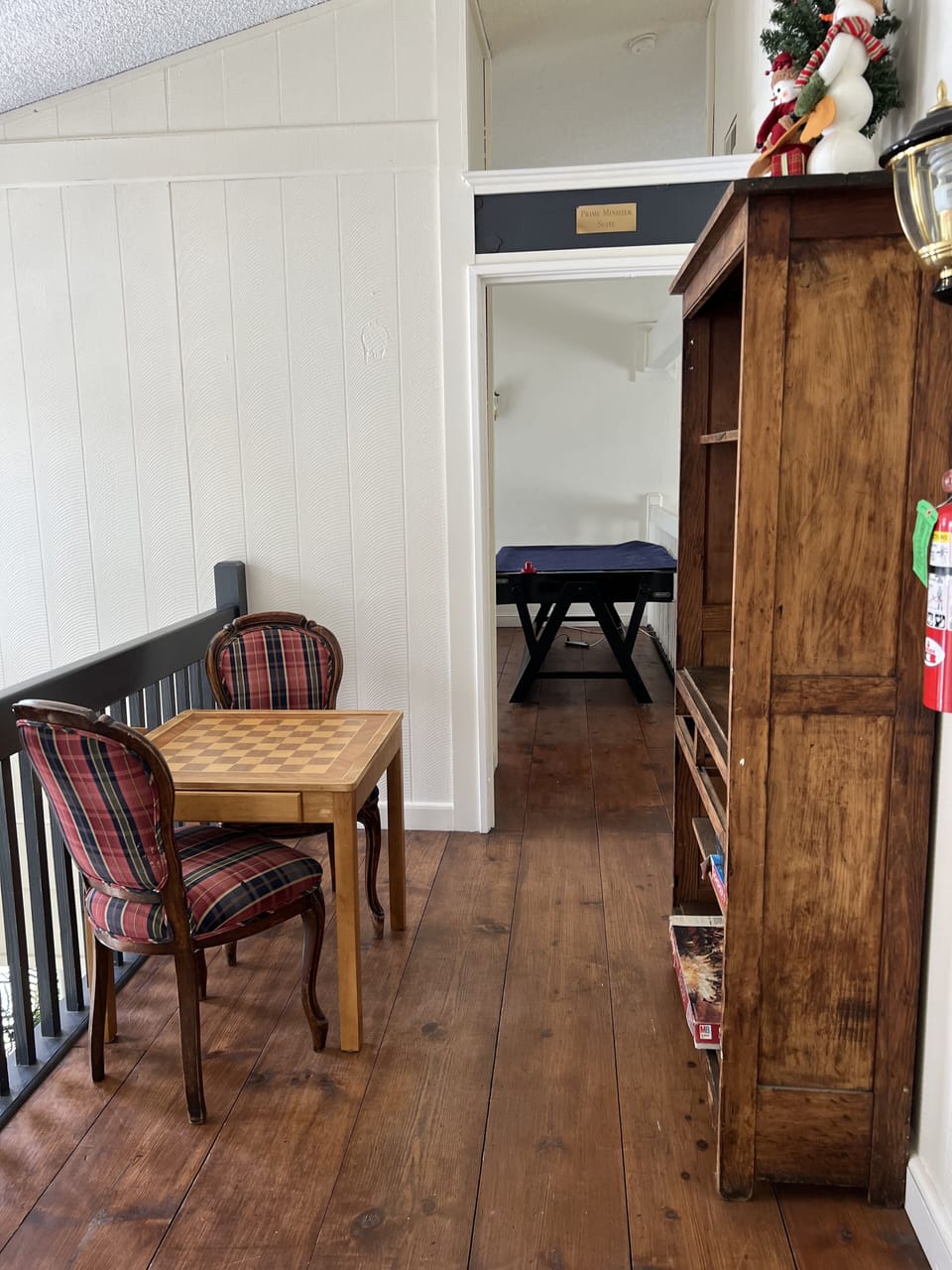 Game table upon entrance to the loft upstairs.