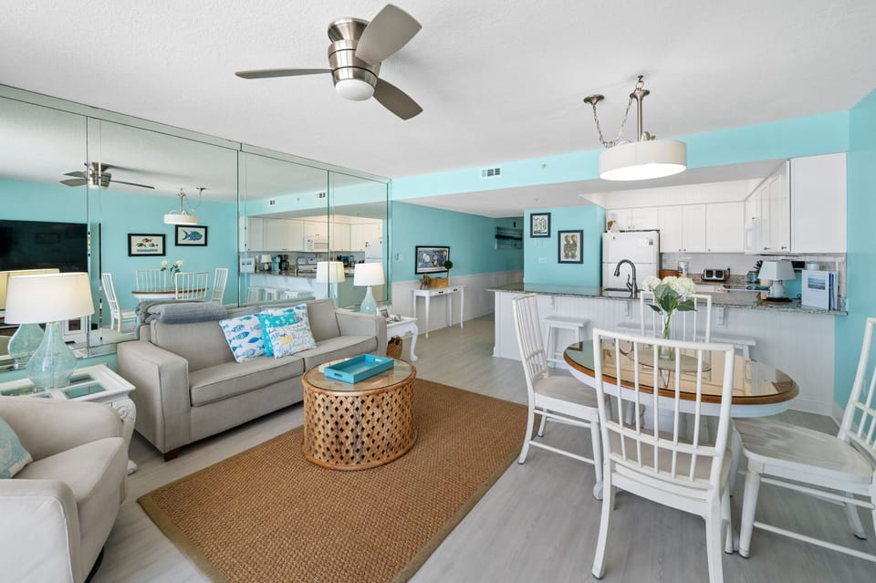 Living and dining areas