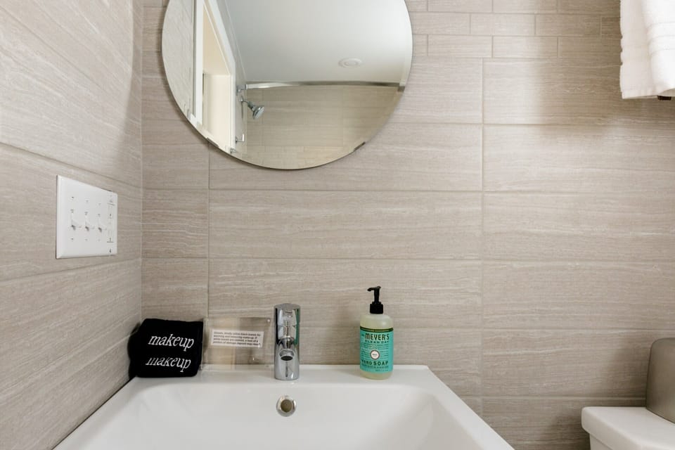 Stylish and spotless bathroom with modern finishes