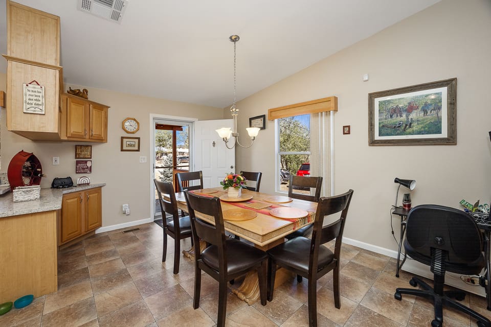 Large dining with 6 chairs.