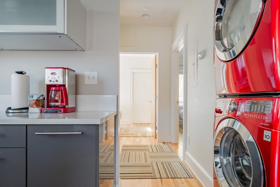 A full-size washer and dryer—perfect for long stays or muddy hikes.