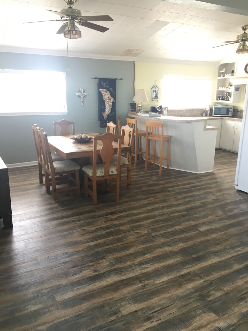 View of dining room and kitchen bar