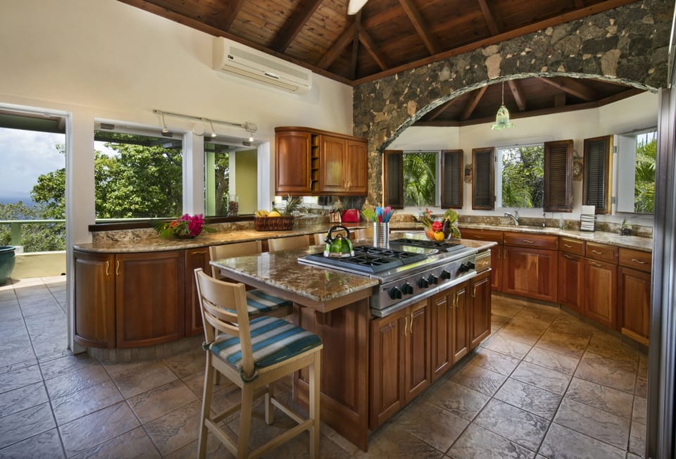 Gourmet Kitchen with Built-in Grill on the Island