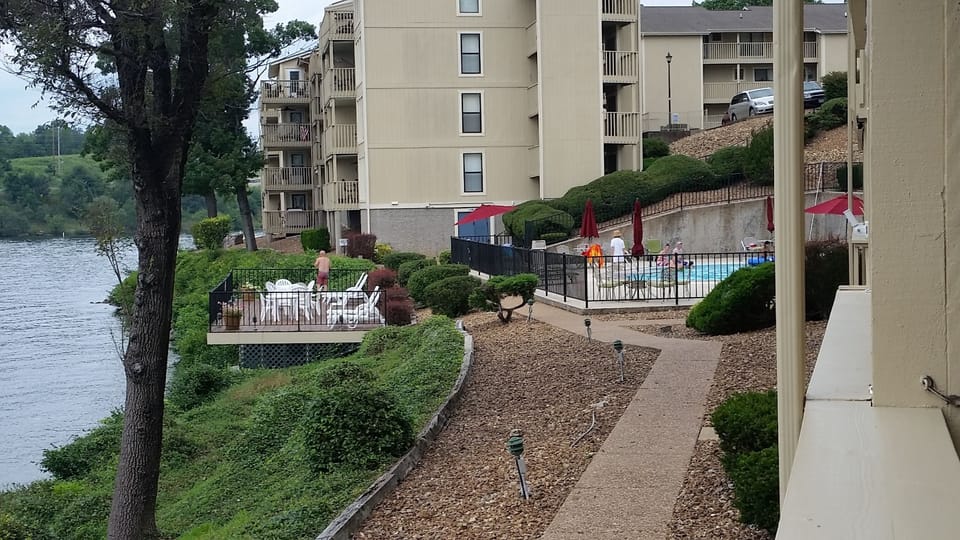 View from your deck to the pool.