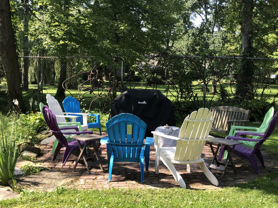 Patio area with gas grille, smokeless fire pit and plenty of seating!