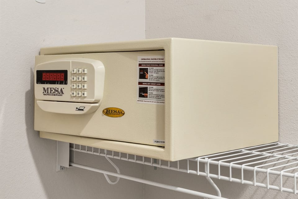 There is a hotel style safe in the walk-in closet in the king bathroom.