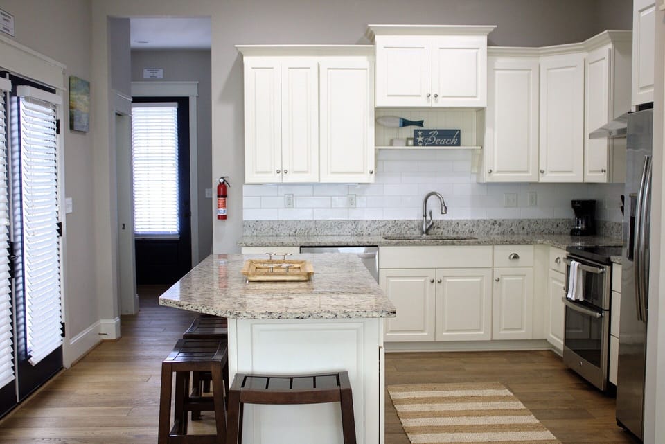 The island seating makes it great for entertaining or casual meals.