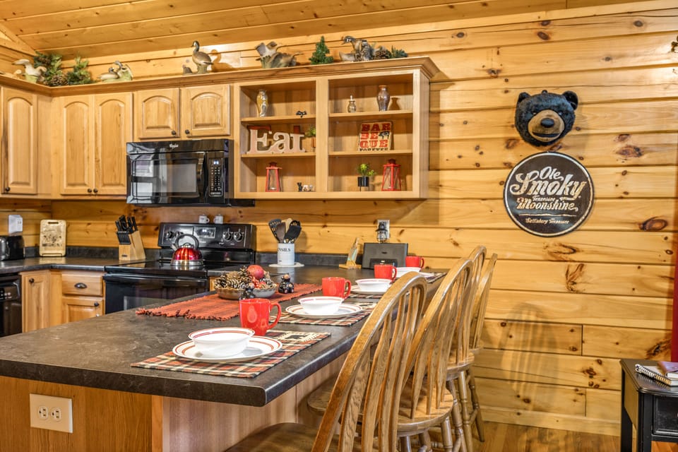  You'll l never have to stop being a part of the party in this open kitchen!