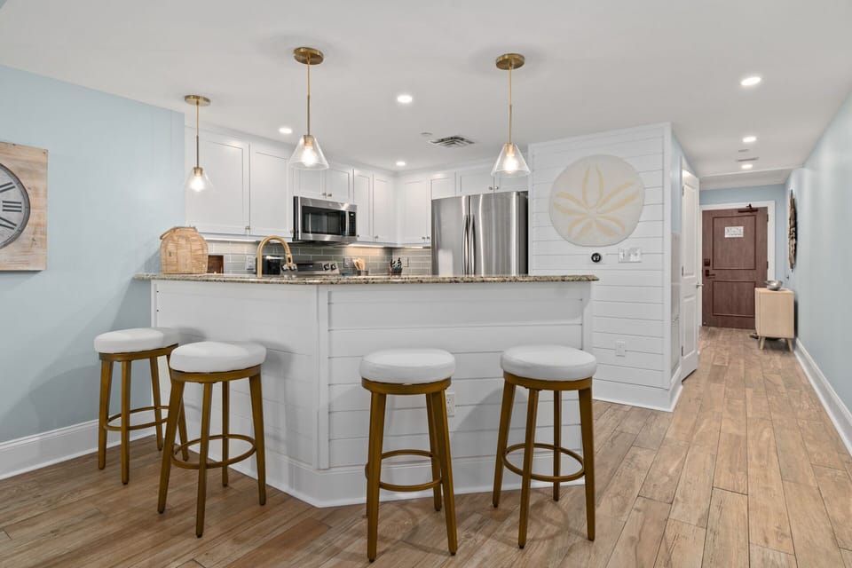 Updated kitchen with granite countertops and stainless appliances