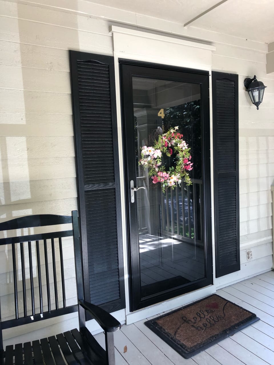Glass storm door for more natural light.