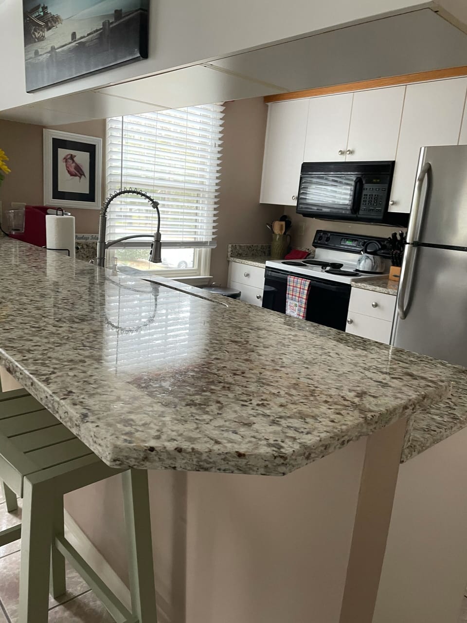 Newly installed granite in kitchen.