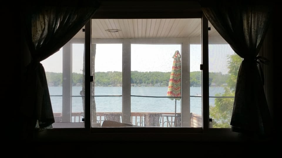 View of the lake from the downstairs bedroom window.